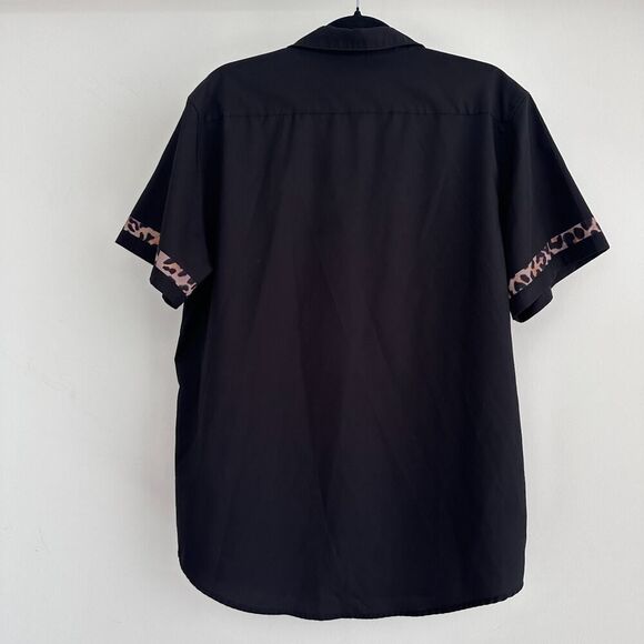 Mavrans Shirt Mens Large Black Camp Button Up Leopard Resort Skater Y2K Bowling - Picture 4 of 7